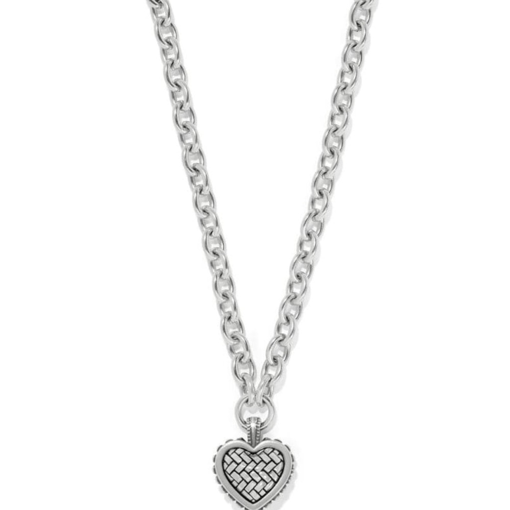 Brighton Pretty Tough Silver Weave Heart Necklace w/Jewelry Case included!